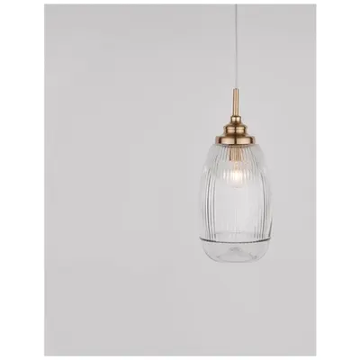 Lampa suspendata MOND Satin Auriu Metal Sticla clara LED E14 1x5 Wat 230 Volt IP20