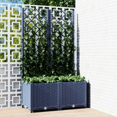 vidaXL Jardinieră de grădină cu spalier, albastru-gri, 80x40x136 cm, PP