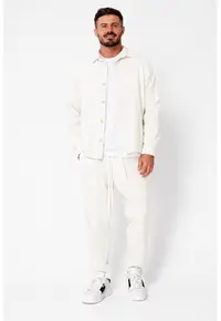Set Orlando Camasa si pantalon lung cu snur Premium Off White 22471 - Alb