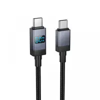 Cablu Date si Incarcare USB-C - USB-C HOCO X118 Display, 60W, 1m, Negru