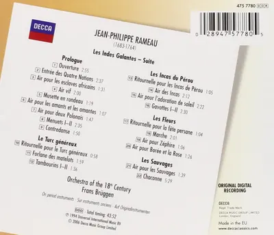Rameau: Les Indes Galantes | Jean-Philippe Rameau, Frans Bruggen, Orchestra Of The Eighteenth Century