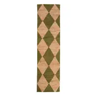 Covor tip traversă verde/în culoare naturală țesut manual din amestec de iută 80x230 cm Effie Diamond – Flair Rugs