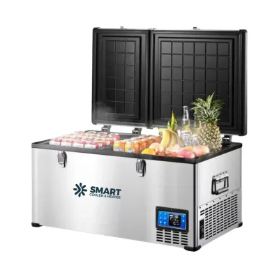 Frigider auto cu compresor smart cooler, capacitate 80L, cu bluetooth si zonă dublă de răcire, taxa verde inclusă