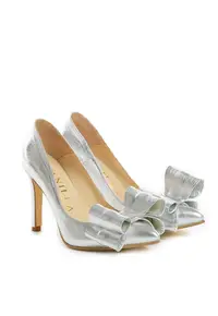 Pantofi Stiletto cu toc subtire Sophie - piele naturala - argintii