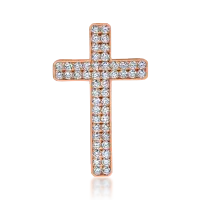 Pandantiv cruce din aur roz cu diamante de 0.89ct