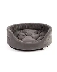 FERA Pat oval cu perna pentru caini, gri, Marime XL: 75x62x22 cm