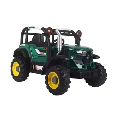 Tractor electric pentru copii Nichiduta Excavator Green 12V cu telecomanda 2,4G, 2motoarex38W,Scaun din piele ecologica,Roti rezistente,Lumini LED,Aplicatie control de pe telefon,Functie leganare,Usi cu deschidere,Muzica