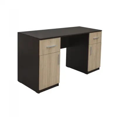 Birou ALMA, cu 2 sertare si 2 usi, sonoma inchis + sonoma deschis, 135x50x75 cm