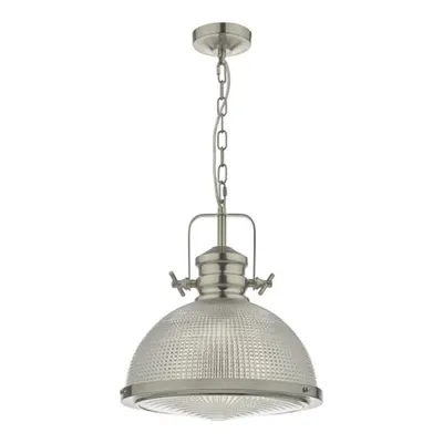 Lampa suspendata Peyton 1 Light Pendant Satin Nickel And Textured Glass