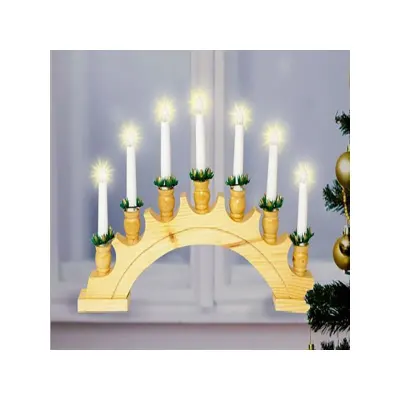 Piramida decorativa cu lumanari, 7 becuri, 230V, suport lemn, Home