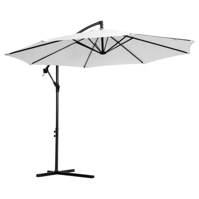 Umbrela pentru Gradina Outsunny Brat cu Manivela, Φ3x2.5m, Alba | Aosom Romania