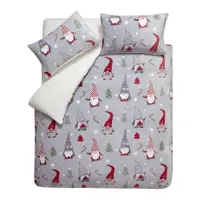 Lenjerie de pat gri din micropluș/cocolino pentru pat dublu, extinsă 230x220 cm Festive Gnomes – Catherine Lansfield