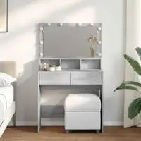 vidaXL Masă de toaletă cu LED, gri sonoma, 80x41x134,5 cm