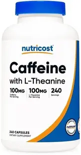 Caffeine + L-Theanine, 240 capsule, Nutricost