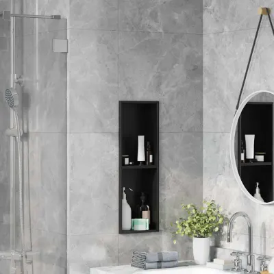 vidaXL Nisă de Duș Negru 60 x 20 x 9,5 cm Oţel inoxidabil