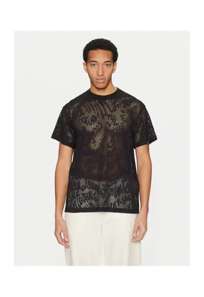 Tricou barbati negru - bumbac - plasa