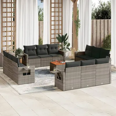 Gossi set mobilier de gradina cu perne, 13 piese, gri, poliratan