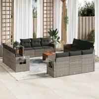 Gossi set mobilier de gradina cu perne, 13 piese, gri, poliratan