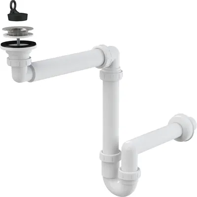 Sifon lavoar O40 mm cu sita otel si dop Alcadrain A413