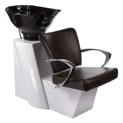 Scafa profesionala cu bol, latime scaun 45 cm, inaltime totala 100 cm, adancime bol 19 cm, piele ecologica maro