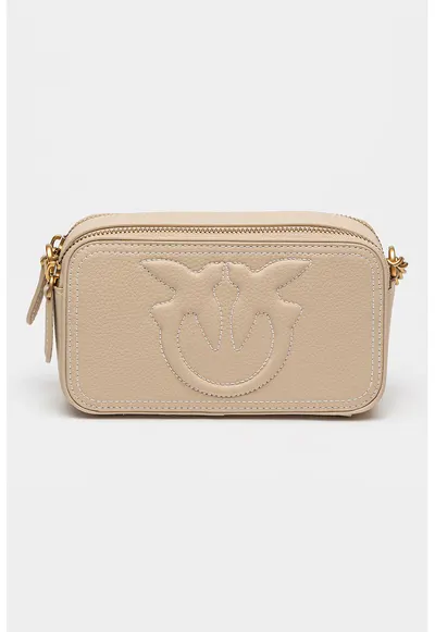 Geanta crossbody de piele cu cusaturi contrastante Carrie - Bej deschis