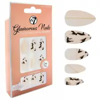 Kit 24 Unghii False W7 Glamorous Nails, Party Animal, cu adeziv inclus si pila de unghii