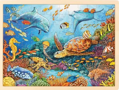 Puzzle din lemn Goki - Marea bariera de Corali