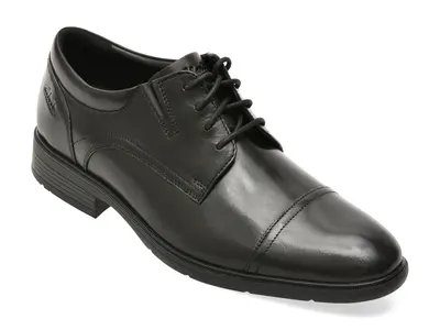 Pantofi eleganti CLARKS negri, STEADWELL CAP, din piele naturala