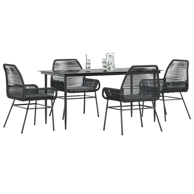 Gossi set de sufragerie de gradina 5 piese neagra sticla poly rattan