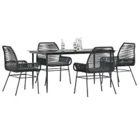 Gossi set de sufragerie de gradina 5 piese neagra sticla poly rattan