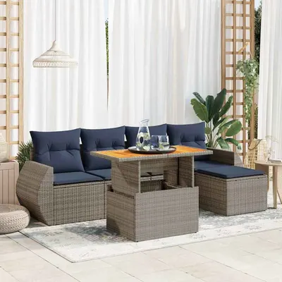 Gossi set mobilier gradina cu perne, 6 piese, gri, poliratan
