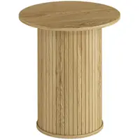HOMCOM Masă auxiliară rotundă Ø 48 cm, masă mică cu picioare canelate pentru living, dormitor sau spații mici, stejar | Aosom Romania