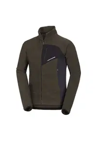 Men's fleece multisport active sweater JEDRZEJ - Negru/Verde inchis