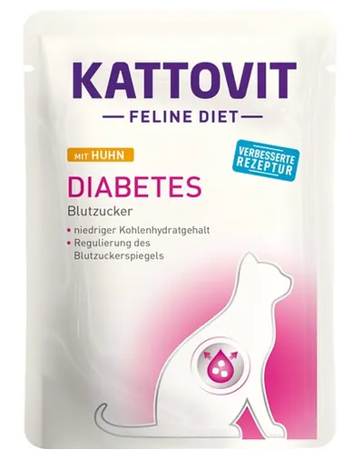 KATTOVIT Feline Diet Diabetes hrana umeda dietetica pentru pisici cu diabet, pui 85 g