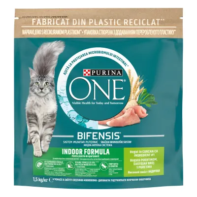 PURINA ONE INDOOR Formula, Curcan si Cereale Integrale, hrana uscata pentru pisici, 1.4 kg