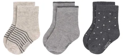 Șosete pentru bebeluși Lassig - Cosy Leg Wear, 3 bucăți, 23-26 cm, Gri