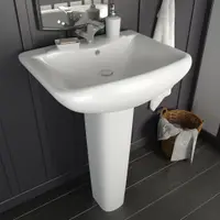 Gossi lavoar cu piedestal, alb, 580 x 470 x 200 mm, ceramica