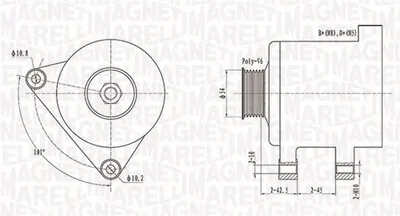 Alternator (14v, 150a) Citroen Berlingo, C5 I, C8, Evasion, Jumper, Jumpy, Xantia, Xsara, Xsara Picasso; Fiat Ducato, Scudo, Ulysse; Lancia Zeta; Peugeot 206, 306, 307, 406, 607, 806 1.9d-2.2d Dupa 19