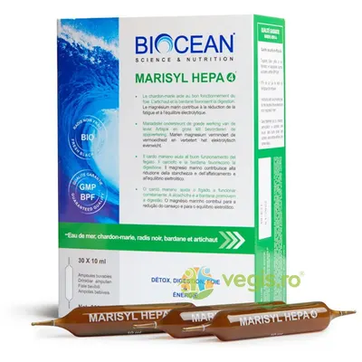 Marisyl Hepa 4® - Plasma Marina cu Plante Medicinale - Detoxifiere Ficat, Digestie, Plus de Energie 30x10ml