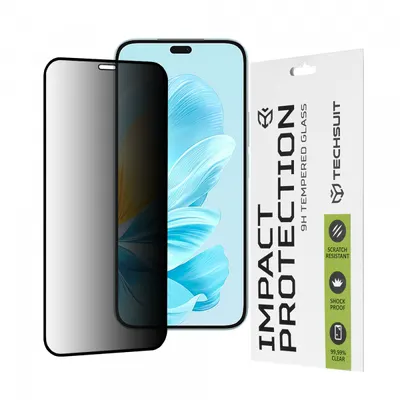 Folie de protectie Ecran Privacy Techsuit pentru Honor 200 Lite, Sticla Securizata, Full Glue, 111D