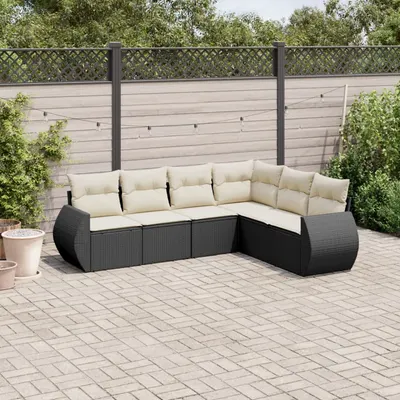 Gossi set mobilier de gradina cu perne, 6 piese, negru, poliratan