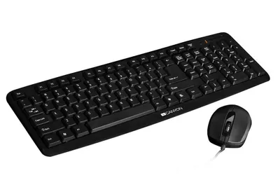 Set tastatură și mouse CANYON USB Standard KB, Water resistant BG layout, negre