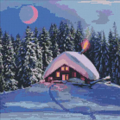 Goblen cu diamante Ideyka - Poveste de iarnă, 40 х 40 cm