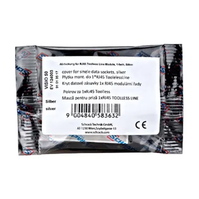 Mască pentru priză 1xRJ45 TOOLLESS LINE, argintiu