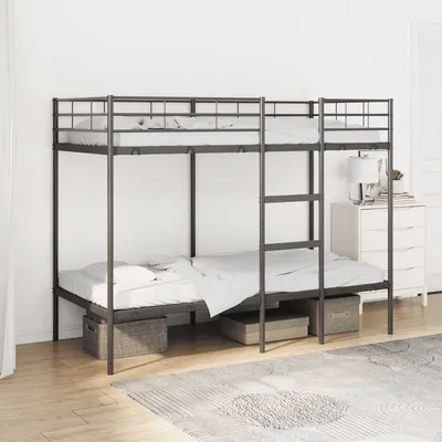 Gossi pat supraetajat fara saltea negru 90x200 cm otel