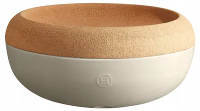 Fructieră ceramică Emile Henry - Large Storage Bowl, cu capac de plută, Ø 36 cm, ecru