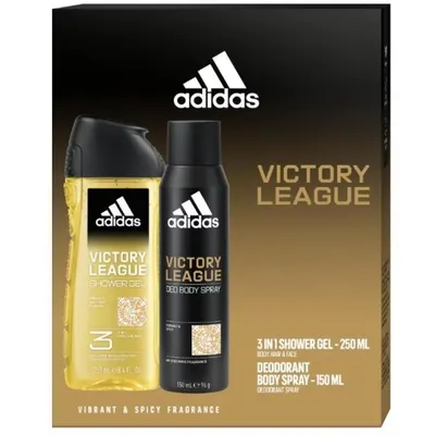 Set Cadou Barbati Adidas Victory League, Gel de Dus 3 in 1 250 ml, Deodorant Spray 150 ml