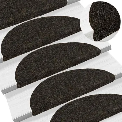 vidaXL Covorașe pentru scări autoadezive, 15 buc., 56x17x3 cm, maro închis, semirotunde