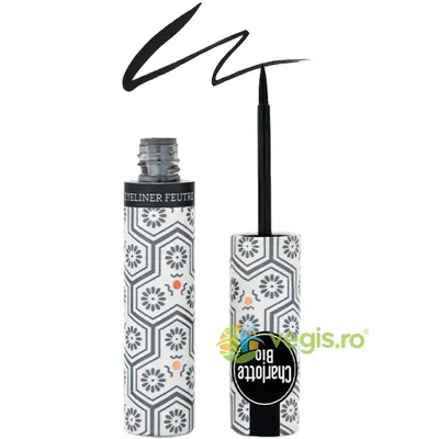 Eyeliner Negru de Inalta Precizie cu Varf de Pasla cu Aloe Vera si Extract de Magnolie 4ml