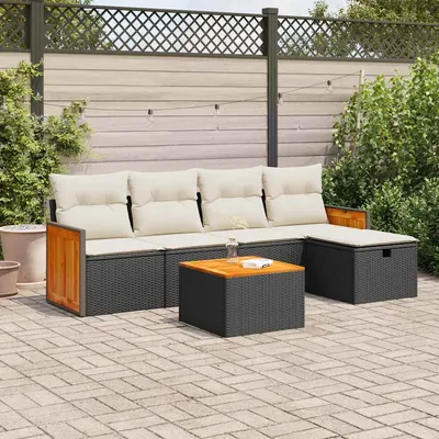 Gossi set mobilier de gradina cu perne, 6 piese, negru, poliratan